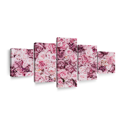 " Bed Of Pink Roses Multi Piece Canvas Print " by Pink Sherbet Photography 5 - Pieces