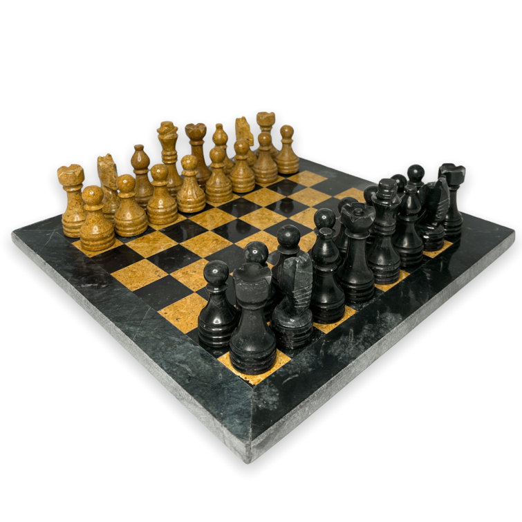 13.7 Inch Luxury Marble Chess Board First-Class Marble Plated Chess Set  Wooden Game Set Gift for Men Gift for Boyfriend