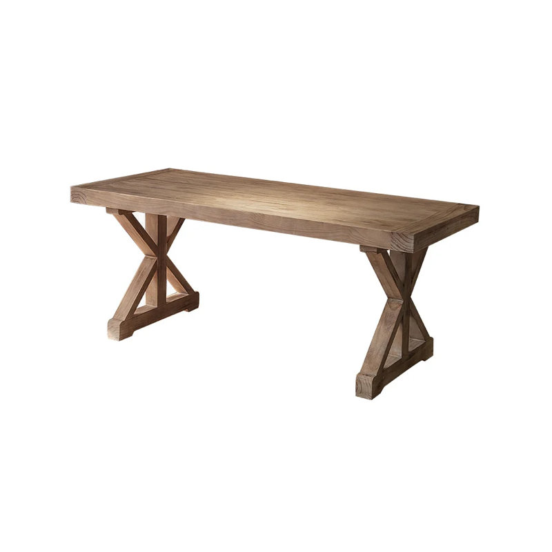 Natural Wood Rustic Farmhouse Trestle Base Office Desk