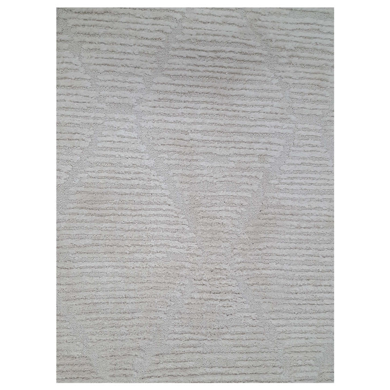 Solid Color Machine Woven Area Rug in Ivory, Rectangle 6'6" x 9'6"