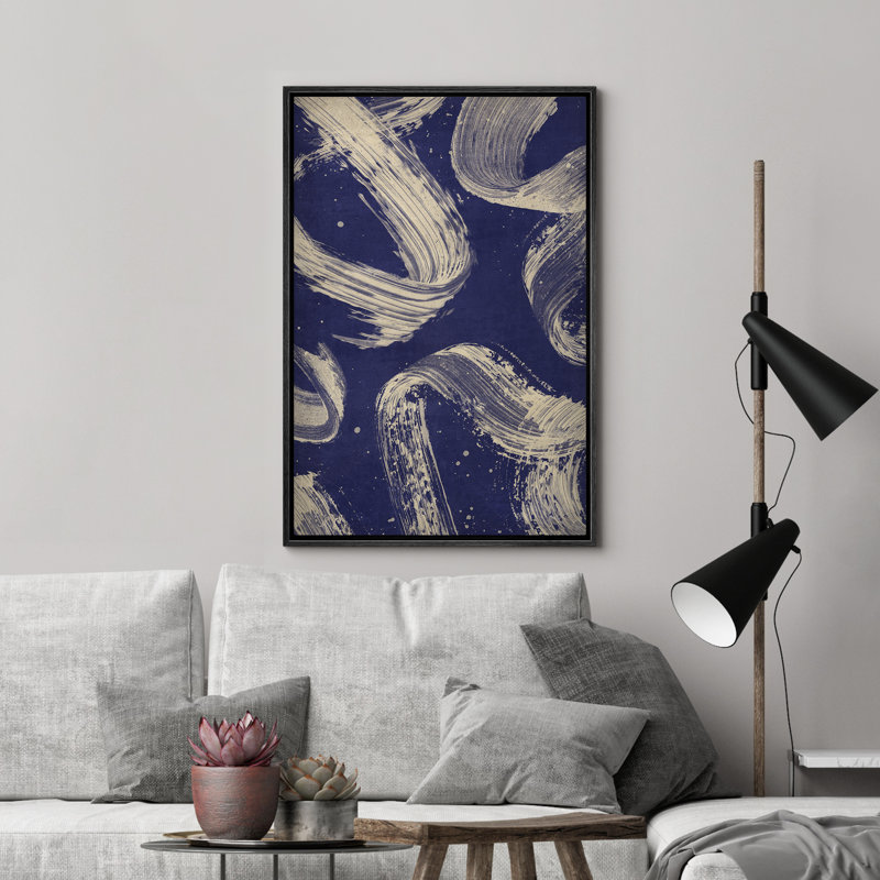 Impression sur toile encadrée pourpre à coups de peinture abstraite, Noir, noir, noir, noir, H 24 po x l 16 po