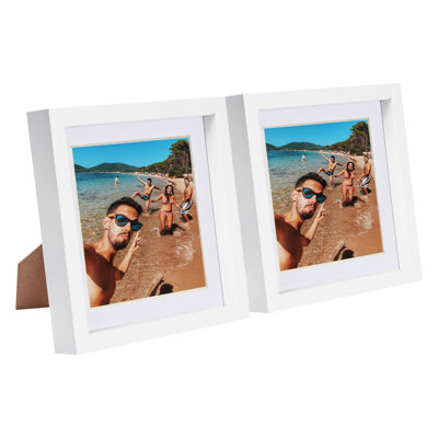 Nicola Spring - 8" x 8" White 3D Box Photo Frames - 6" x 6" Mount - White