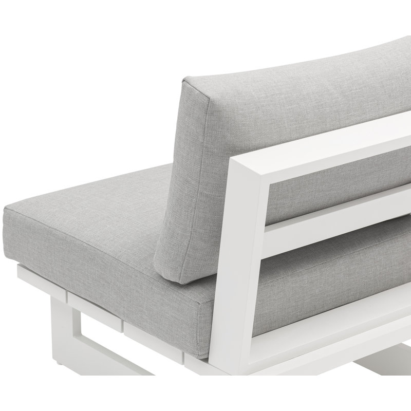 Chaise de patio avec coussins Hubery, Blanc, gris