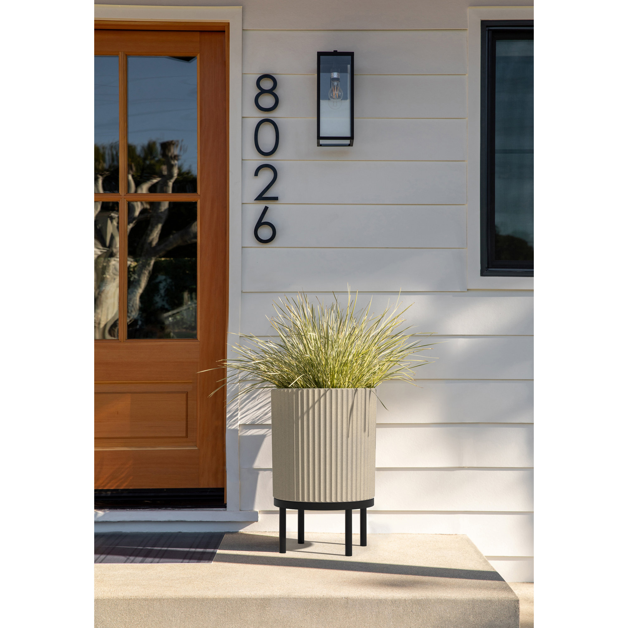 Demi Series Planter with Stand, 1, 22" H x 14.75" W x 14.75" D, Sand/Black