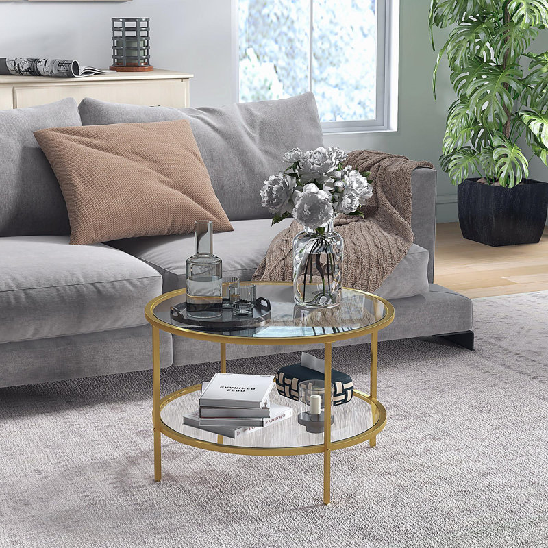 Table basse simple Bupe, H 16,9 po x L 25,6 po x l 25,6 po, Doré