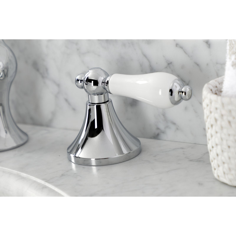 Vintage Widespread Bathroom Faucet with Drain Assembly, Polished Chrome