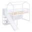 Lit mezzanine simple en bois avec glissoire, tablettes de rangement et lumière-1368257317