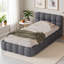 Bubble Tufted Upholstered Bed Frame with Slatted Base, Tatami Bed with Headboard, Low Padded Bed, Linen, No Mattress-1118504688-1298045813