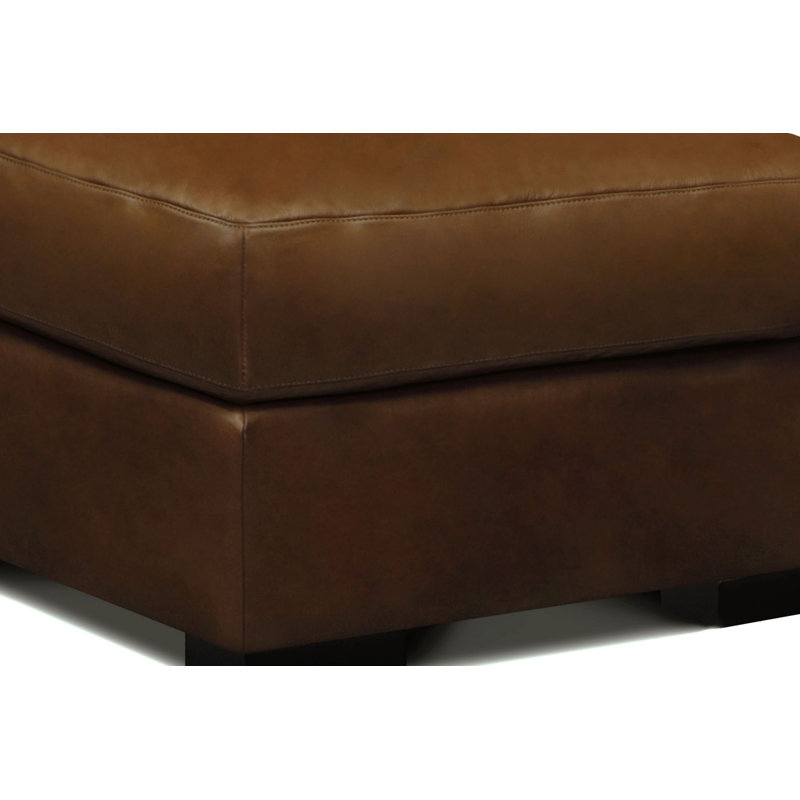Repose-pieds carré standard en cuir véritable de 30 po de large Iljan