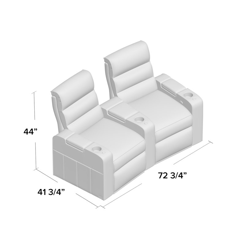 Magnum Upholstered Power Reclining Home Theater Seating with Cup Holder, Luxe Cobblestone