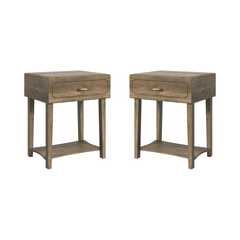Walter 1 Drawer Nightstand with Shelf, Brown