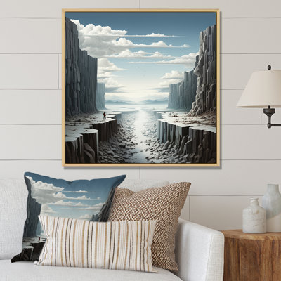 Black White Cliff Jagged Solitude II - Landscapes Wall Art Living Room