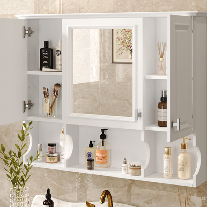 Armoire à pharmacie murale 35 po x 28 po, armoire de salle de bain moderne avec miroir, armoire à miroir avec tablettes ouvertes, rangement pour salle de bain
