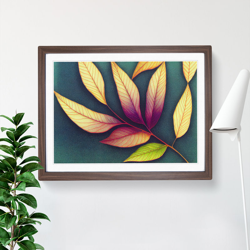 Ravishing Leaf - Single Picture Frame Painting, 25cm H x 34cm W x 2cm D, Walnut Framed