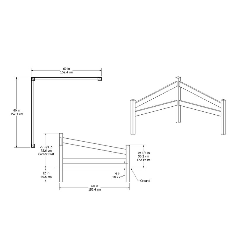 Vita 3 ft x 5 ft White Vinyl Split Rail Corner Fence
