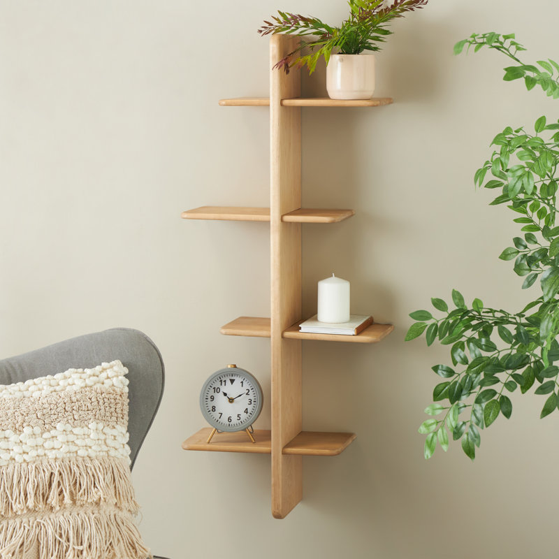 Cole And Grey Wood Handmade 8 Shelf Wall Shelf, Brown