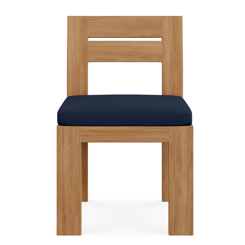 Outdoor Teak Dining Side Chair, Blue