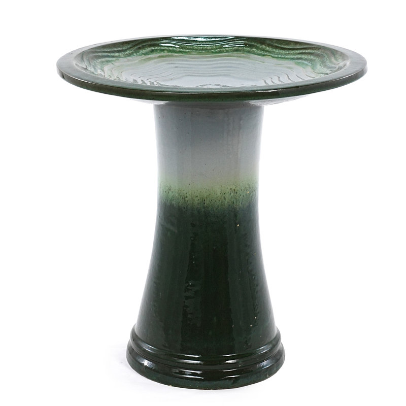 Baignoire d'oiseau en céramique 17 pi, Vert foncé / Gris