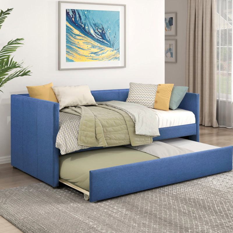 1Pc Daybed With Trundle, Twin Daybed, Blue