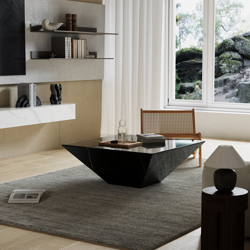 Table basse  Modern Drum, H 13,77 po x L 31,5 po x P 31,5 po, Noir