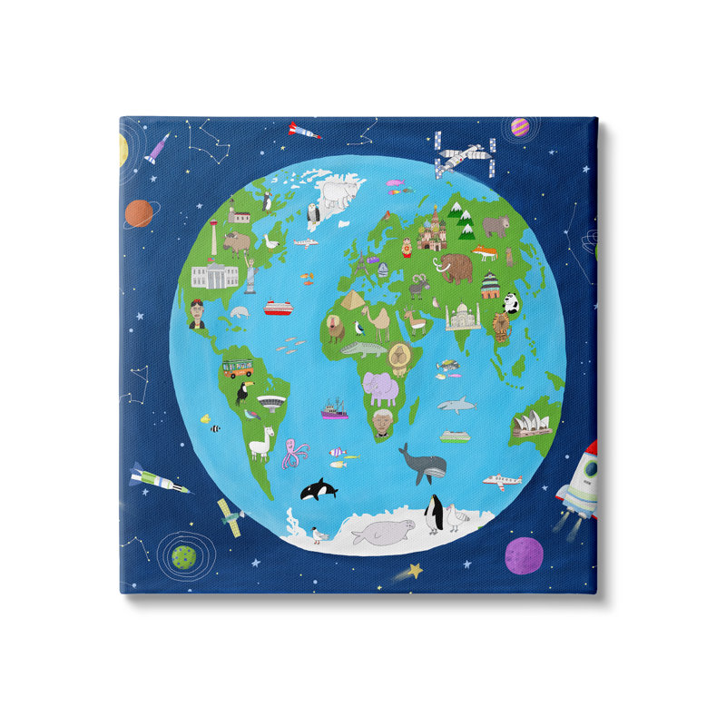 Étoiles de la Terre et de l'espace, Toile tendue, H 30 po x l 30 po x P 1,5 po