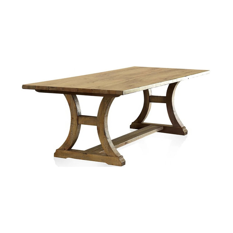 95.6" W Rustic Dining Table, Rustic Pine/Brown