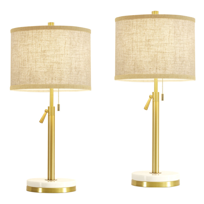 Adjustable Gold and White Marble Table Lamps Set of 2