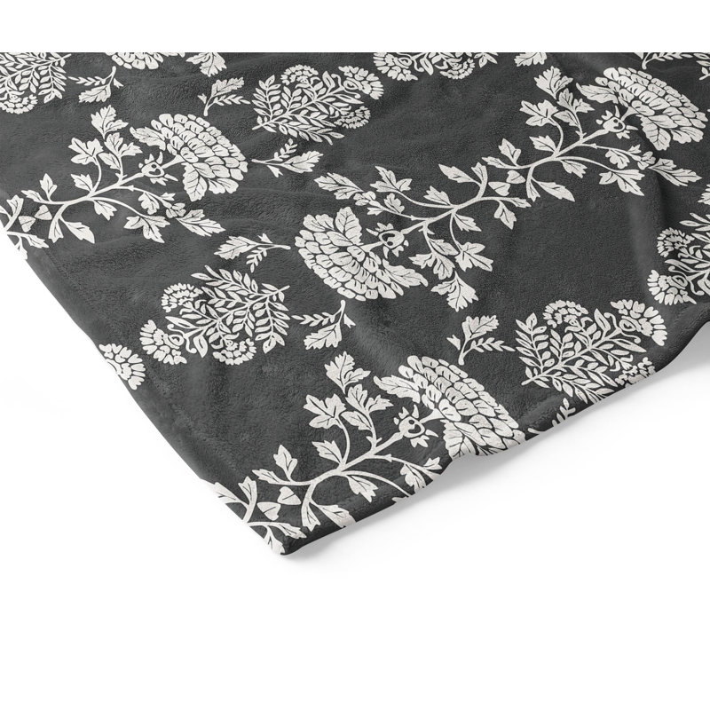 Jeté en molleton en velours pia, Gris anthracite, L 60 po x l 50 po