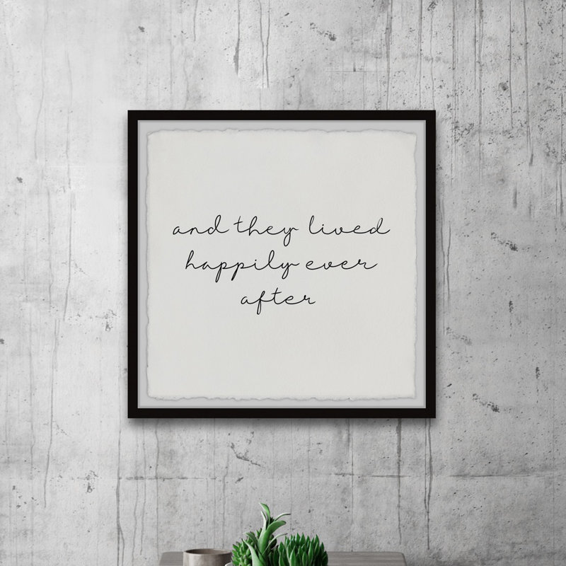 «And Ils Lived Happily», reproduction d'art textuel sur papier encadré, H 12 po x l 12 po x P 1,5 po