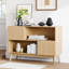  39.3” Mid - Century Modern Storage Cabinet with Storage, Solid Wood Legs-Oak-717951403