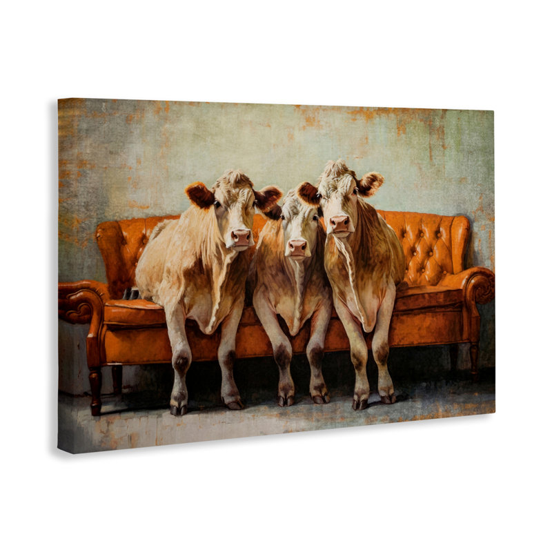 Cows Just Chillin 'Canvas, design par Tina LeCour, H 24 po x l 36 po
