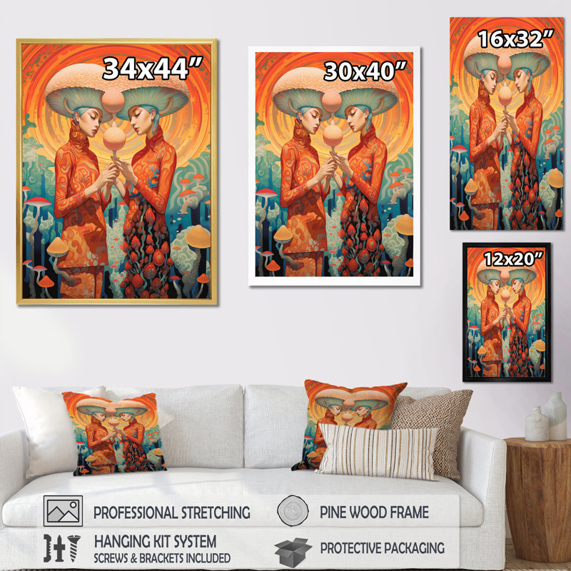 Orange surréalisme, robe de chambre pour femme, H 20 po x l 12 po x P 1 po, Cadre flottant doré