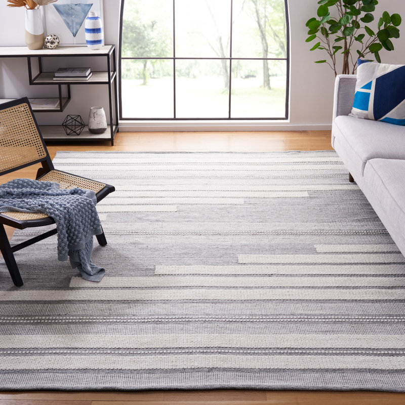 Kilim Hand Woven Performance Striped Rug, Rectangle 8' x 10'