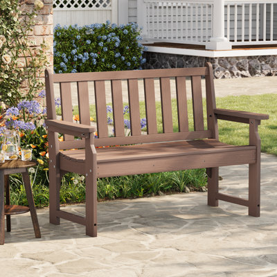 Heavy Duty 2-Person Outdoor Bench, 800lb Capacity, All-Weather Poly Lumber, Weather Resistant Durable Patio Seating
