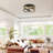 Industrial Ceiling Light Fixtures 2-light Ceiling Light Flush Mount With Seeded Glass Round Woven Hemp-rope Metal Frame-635336343-635336427
