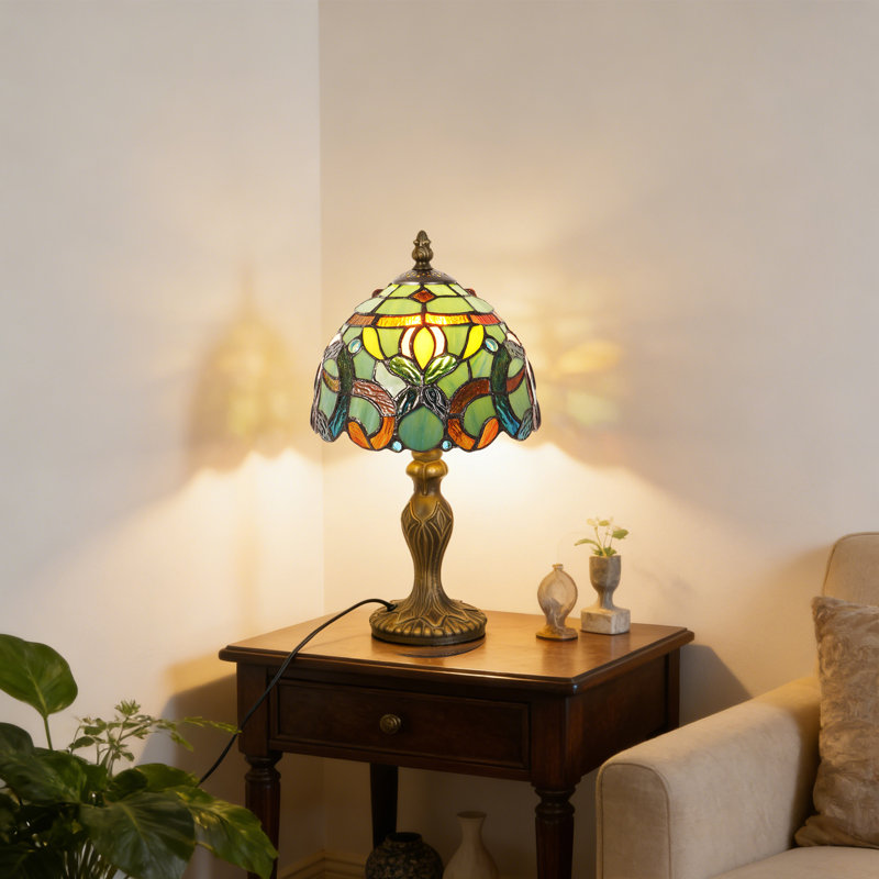 Lampe de table baroque en verre coloré 14,7 po H, lampe de table de chevet décorative avec ampoules