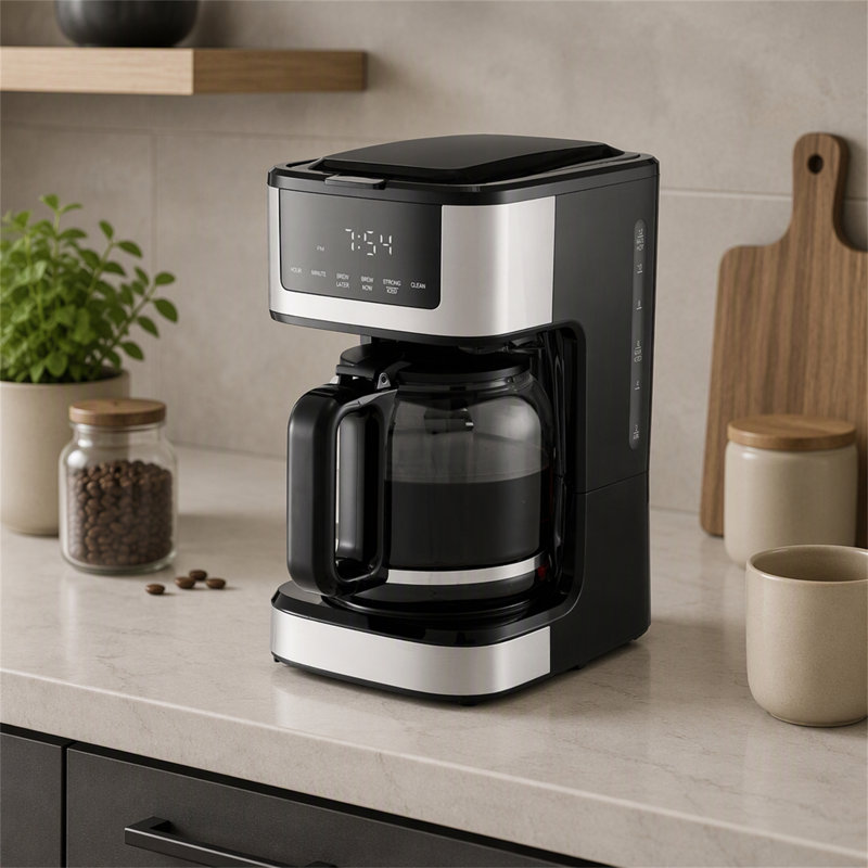 Cafetière programmable à écran tactile avec options café corsé et café glacé, garder au chaud pendant 4 heures