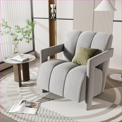 Fauteuil d'appoint minimaliste moderne de 26,3 po U-Can, fauteuil en tissu de polyester avec accoudoirs en forme de L pour le salon, sièges supplémentaires pour adultes