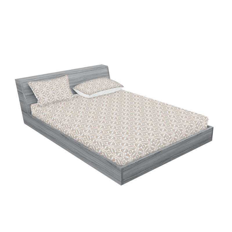 Ambesonne Fitted Sheet & Sham Set, Cal.King Sheet Set with 2 Pillowcases, Minimalist Blossom
