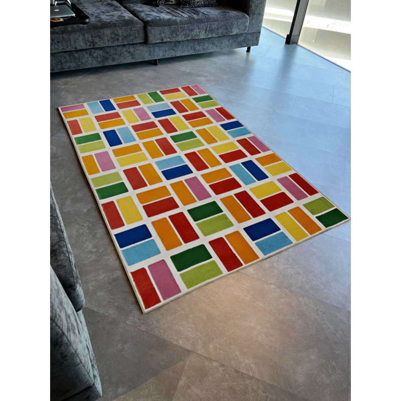 Tapis en polypropylène à motif géométrique Senobia, Rectangle 2 pi 7 po x 4 pi 11 po