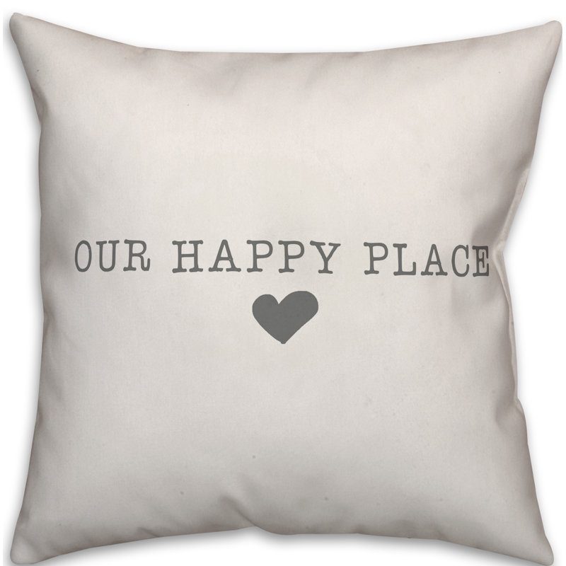 Textual Outdoor Throw Pillow, 16" H x 16" W, White/Dark Gray
