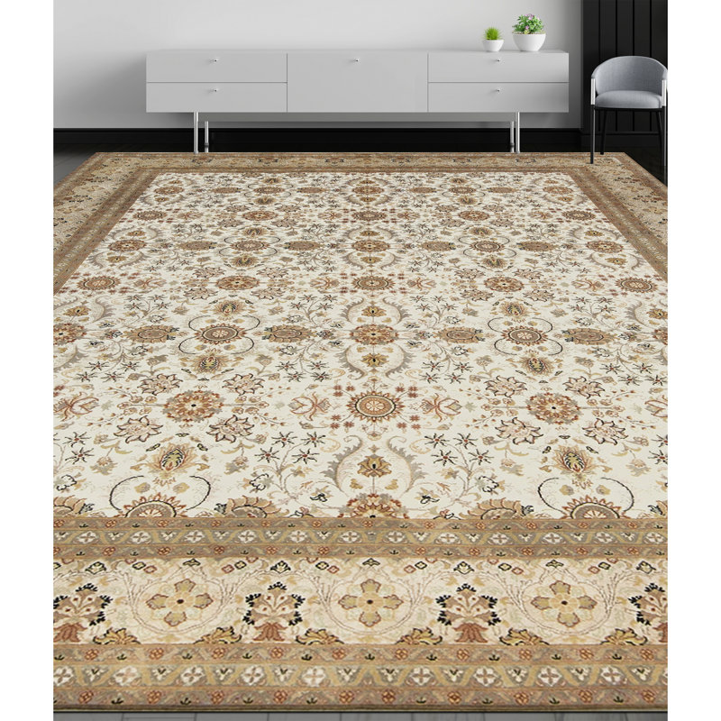 One-of-a-Kind Hand-Knotted High-Quality Ivory/Beige/Gray Area Rug