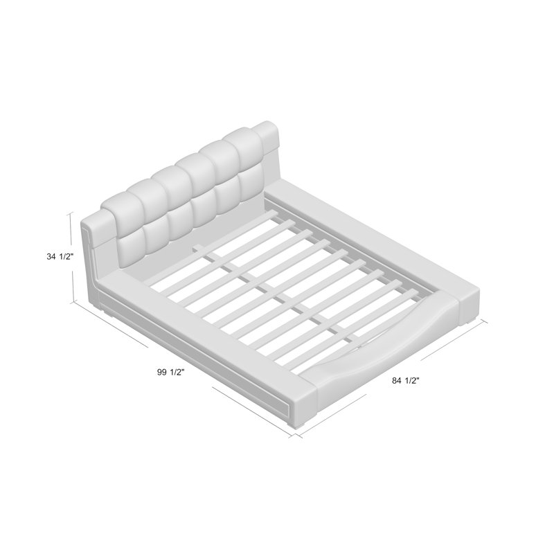 Vegan Leather Platform Bed, Queen