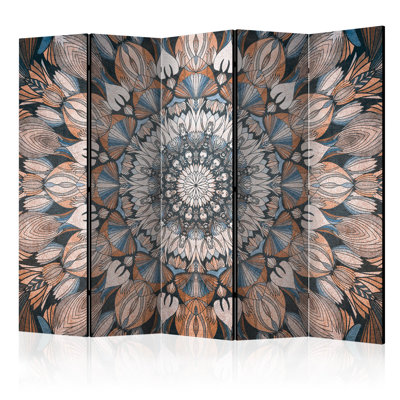 Gins 225 cm W x 172 cm H 5 - Panel Solid Wood Folding Room Divider