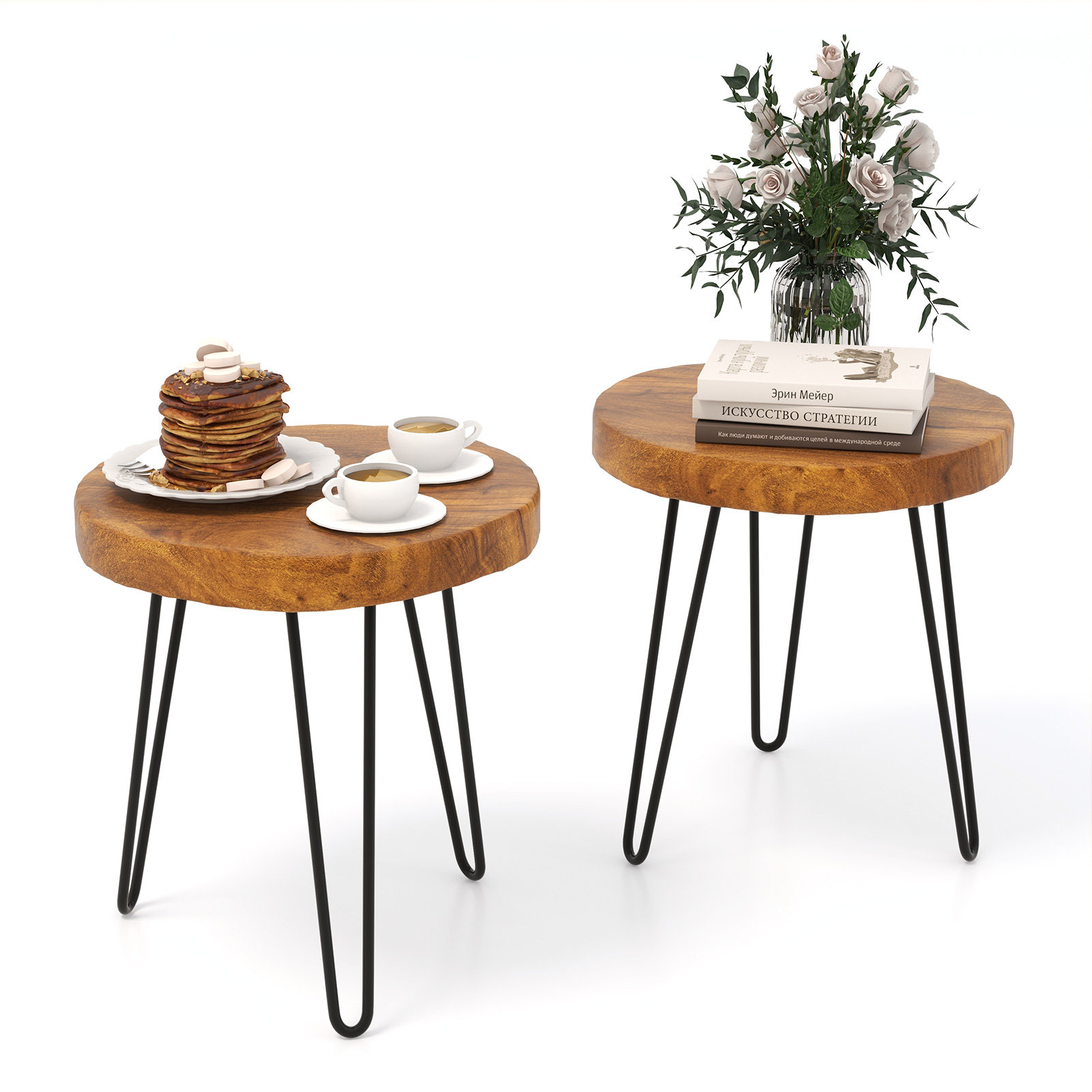 Millwood Pines 2pcs Solid Recyle Teak Wood Side Table Indoor Outdoor ...