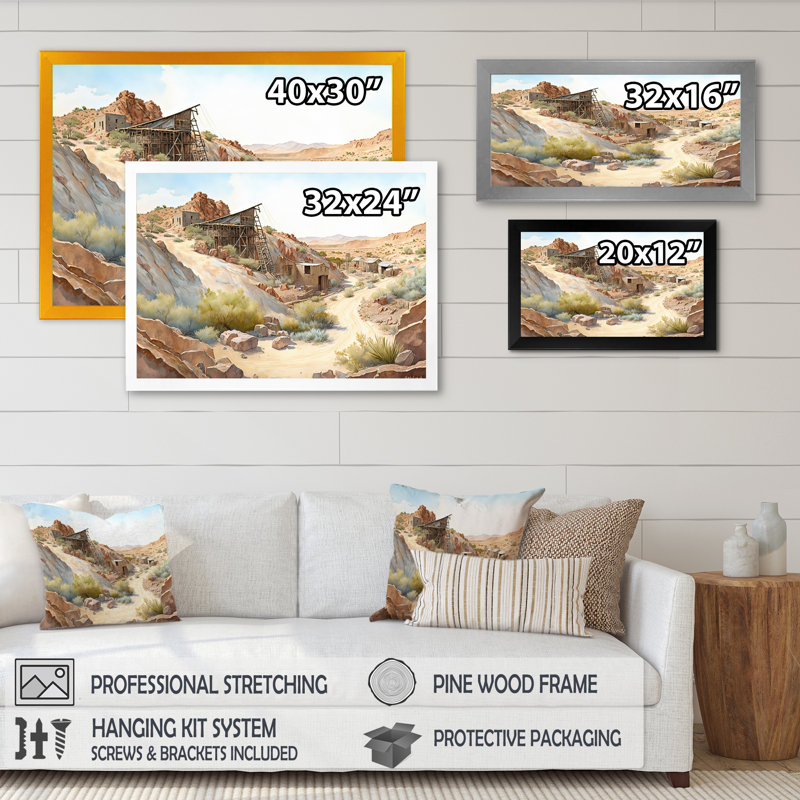 Wild West Mine in Arizona V - Impression sur toile, Encadrement doré, H 12 po x l 20 po x P 1 po