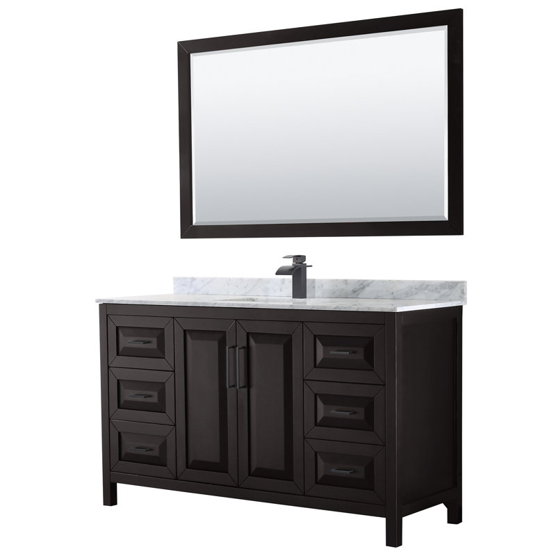 Daria 60'' W Single Vanity, Dark Gray, Polished Chrome, White Carrara Marble
