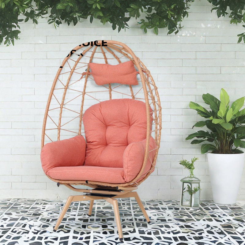 Chaises longues pivotantes de patio, chaise d'œuf en acier de rotin de Pe pour la maison