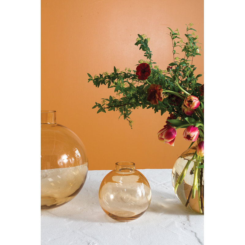Marajo Handmade Glass Table Vase, 6.75" H x 6.5" W x 6.5" D