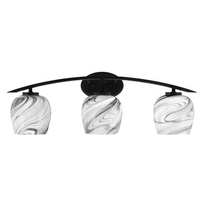 Barre d'éclairage de salle de bain 3 lumières avec verre tourbillon onyx 6 po